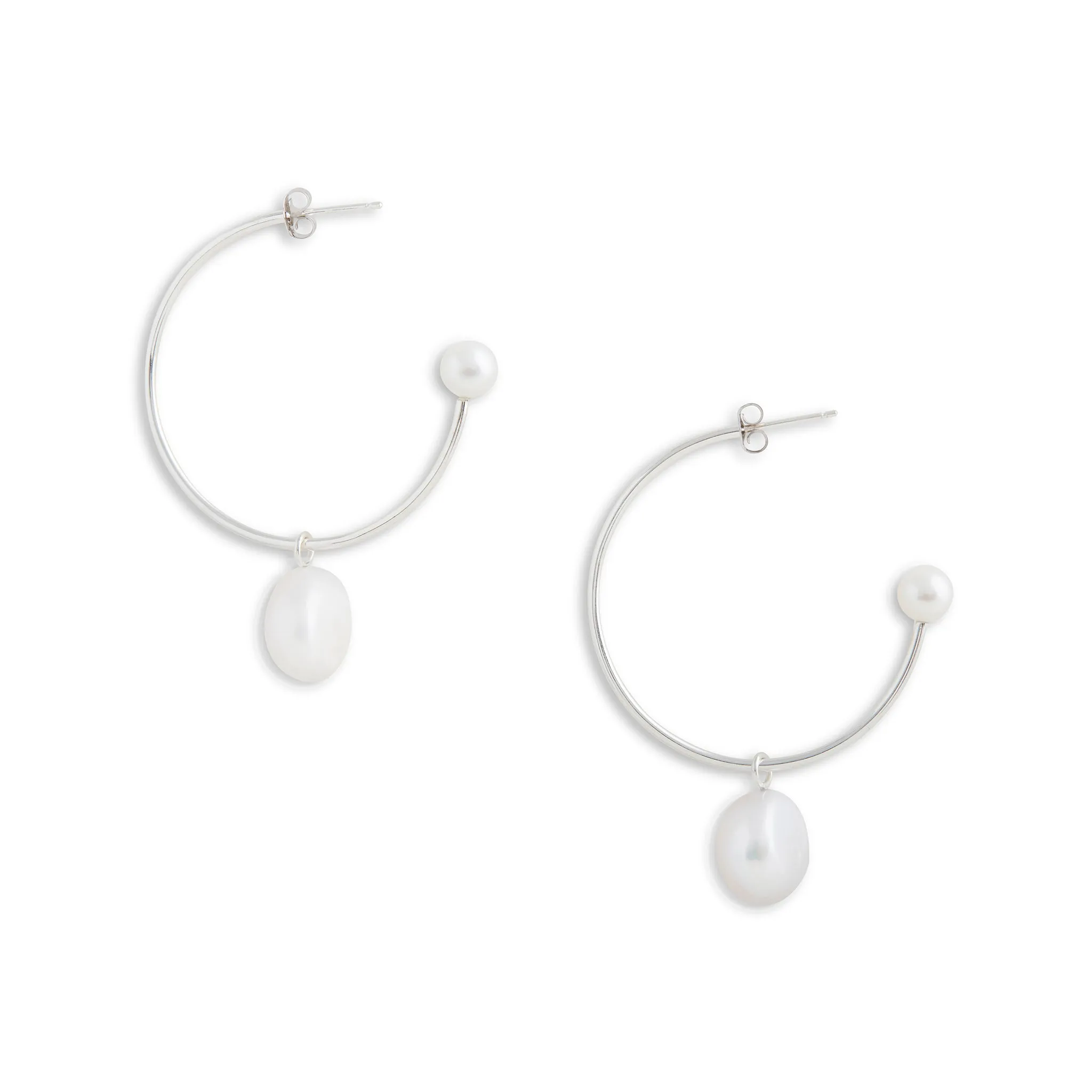 Large Silver Charming Hoop   Charms Earrings Pieces of Eight