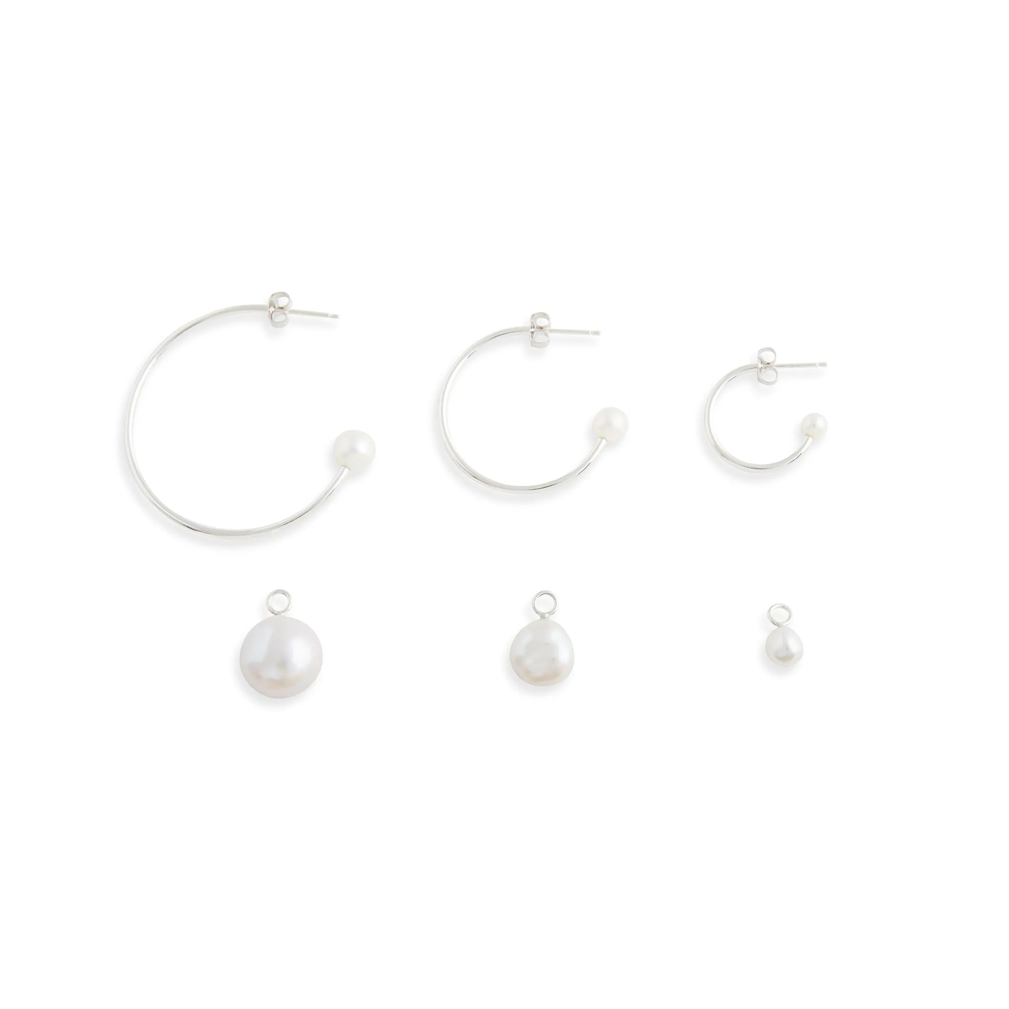 Large Silver Charming Hoop   Charms Earrings Pieces of Eight