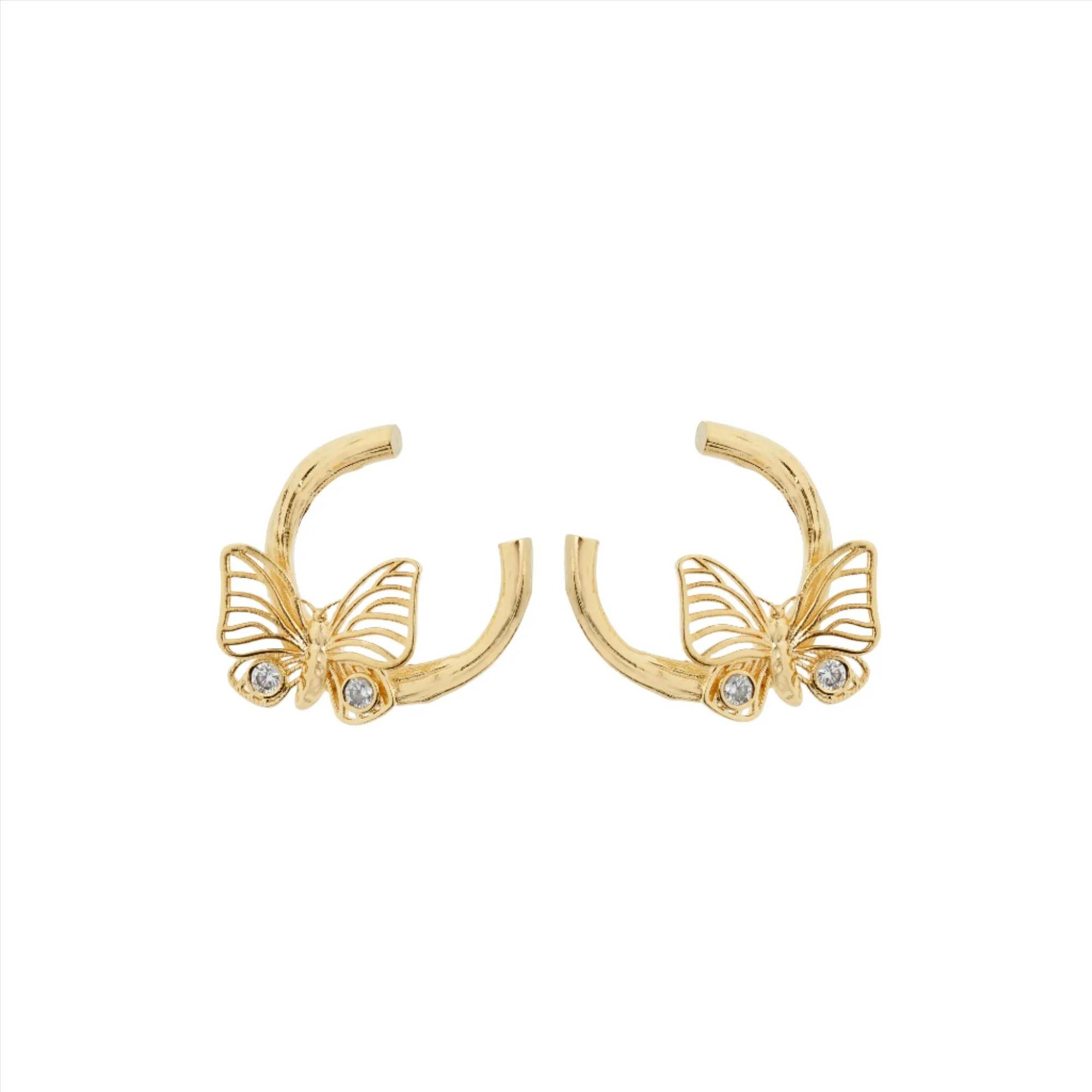Les Nereides Golden butterfly and crsytal post Earrings
