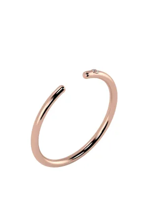 Line Open 18K Rose Gold Ring w. Lab-Grown Diamond