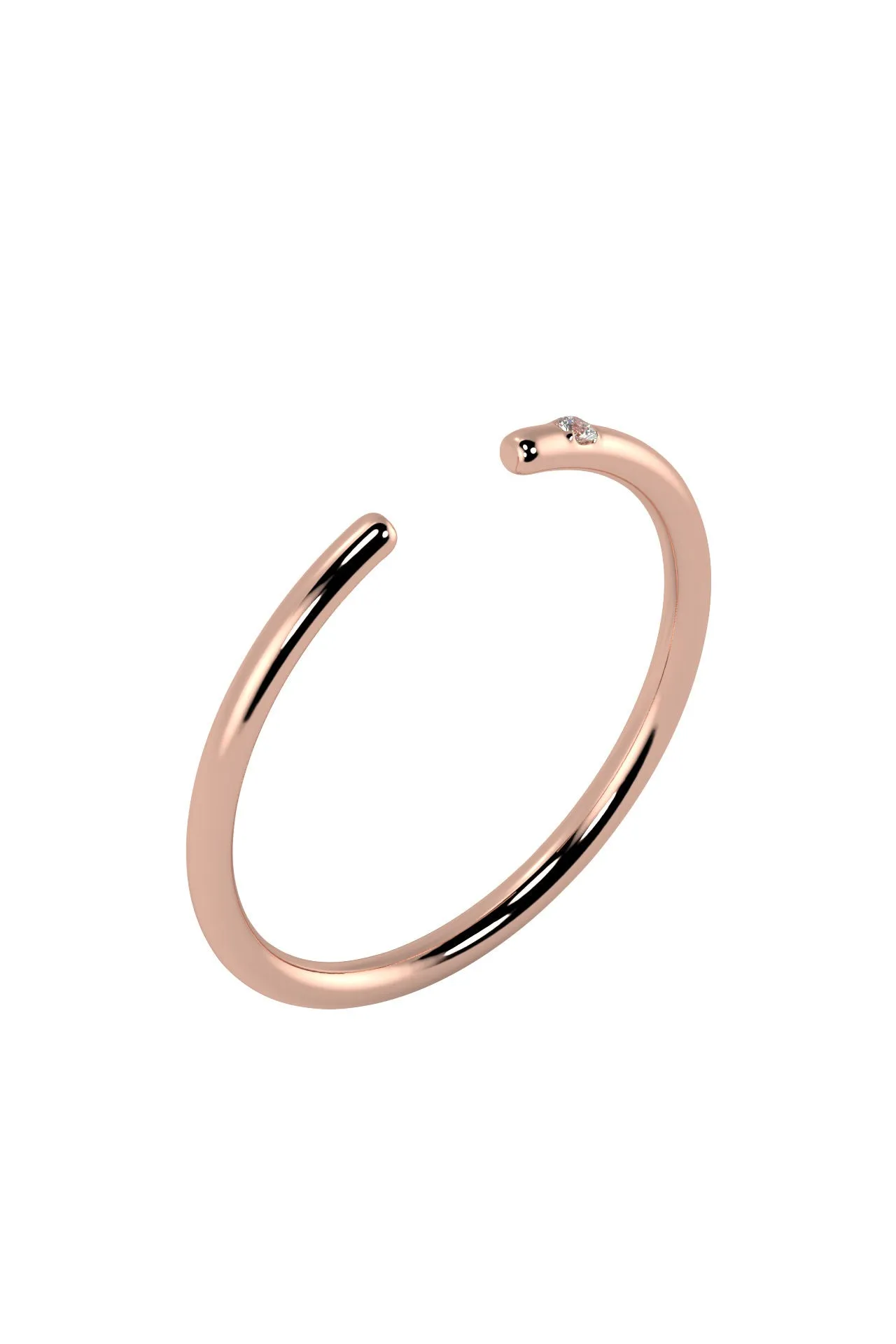 Line Open 18K Rose Gold Ring w. Lab-Grown Diamond