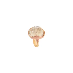 Lotus 4 18K Gold Ring w. Quartz & Diamonds