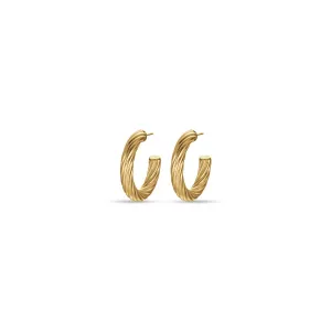 Luca Barra Ladies Earrings With IP Gold Steel Circles