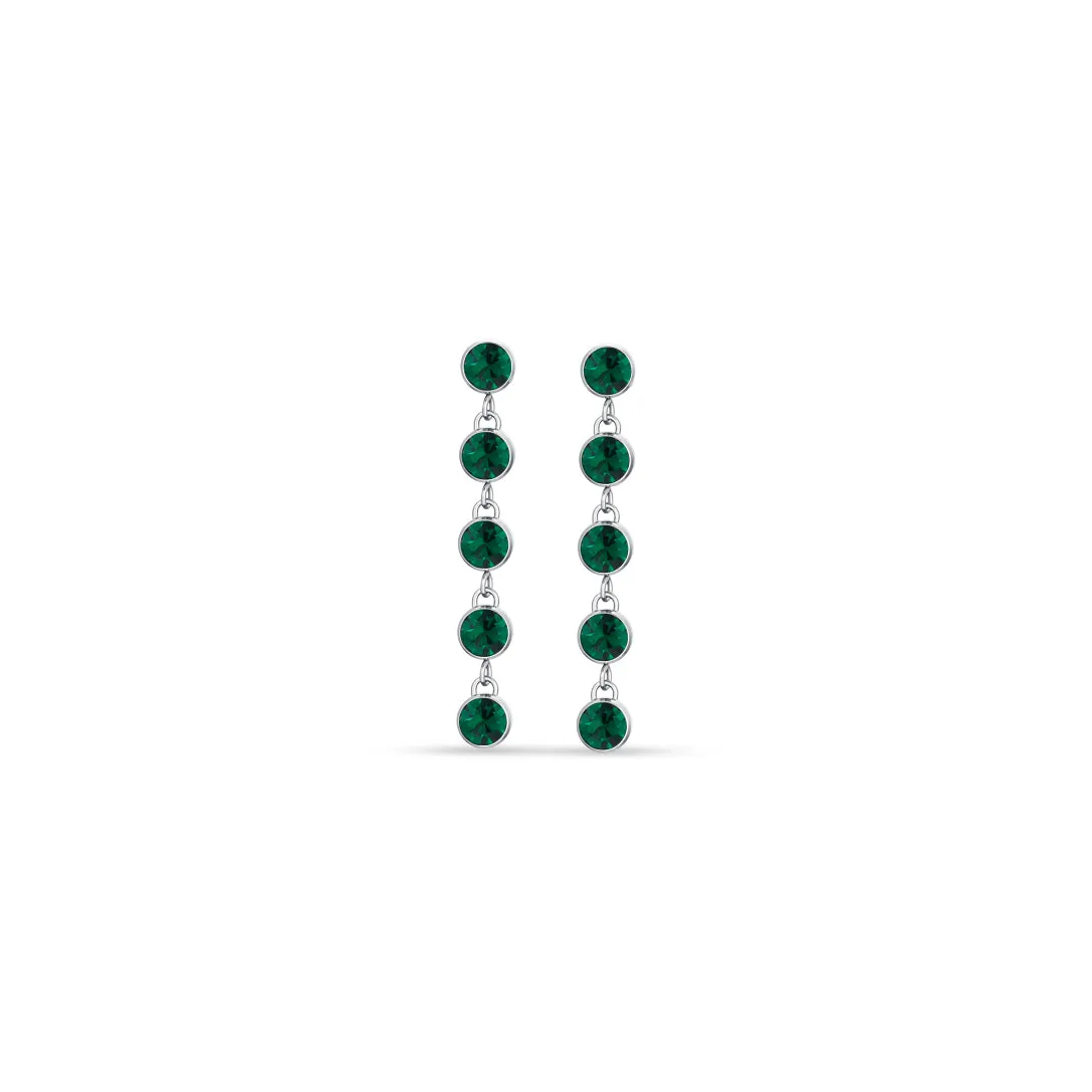 Luca Barra Ladies steel earrings with green crystals