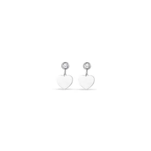 Luca Barra Ladies Steel Earrings with Heart and White Zircon