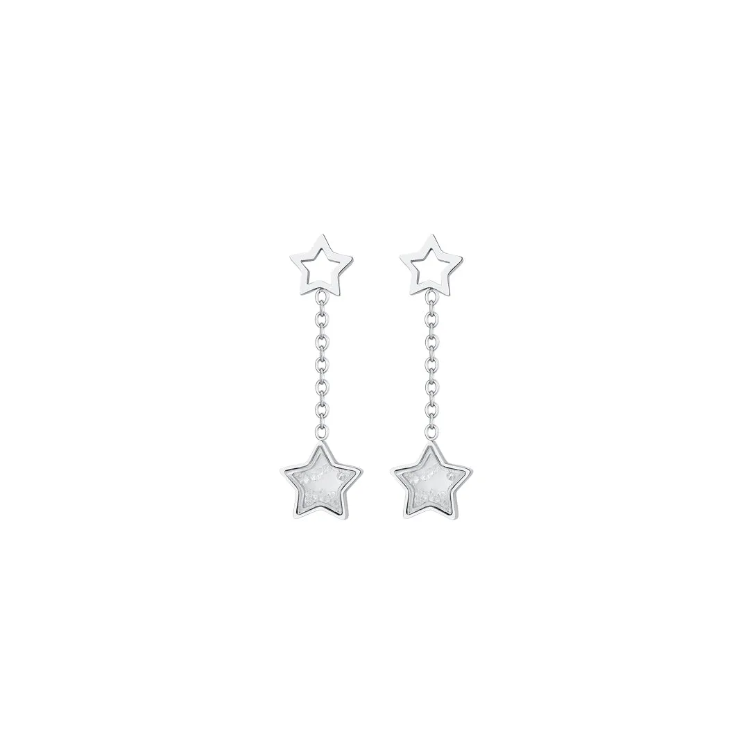 Luca Barra Ladies steel earrings with stars and zirconia