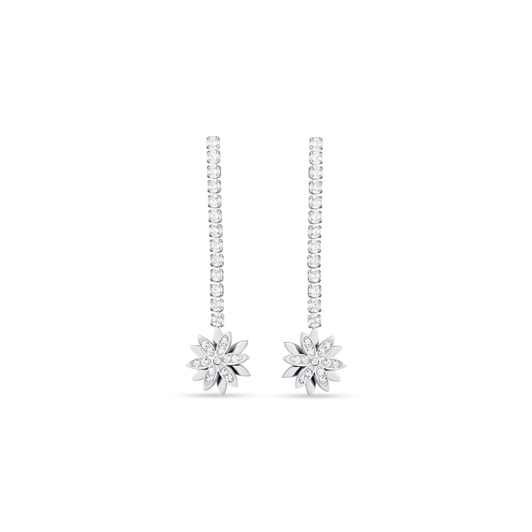 Luca Barra Ladies steel tennis earrings with rotating flower of life