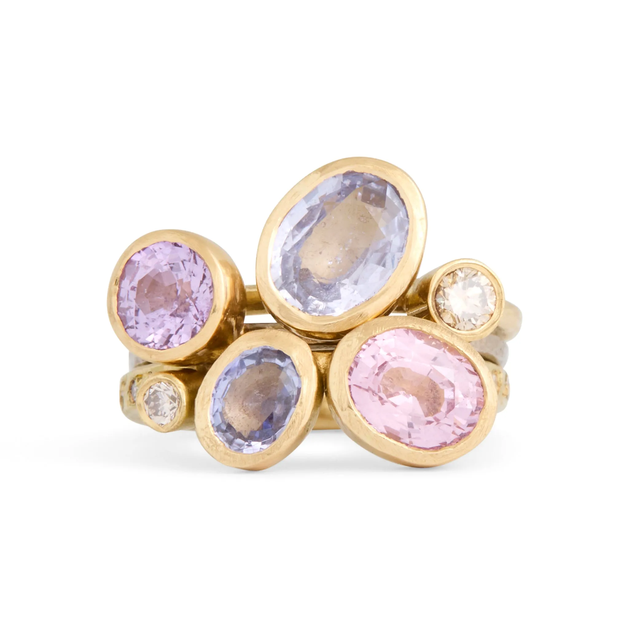 Mauve Sapphire Stack of Three Ring Pieces of Eight