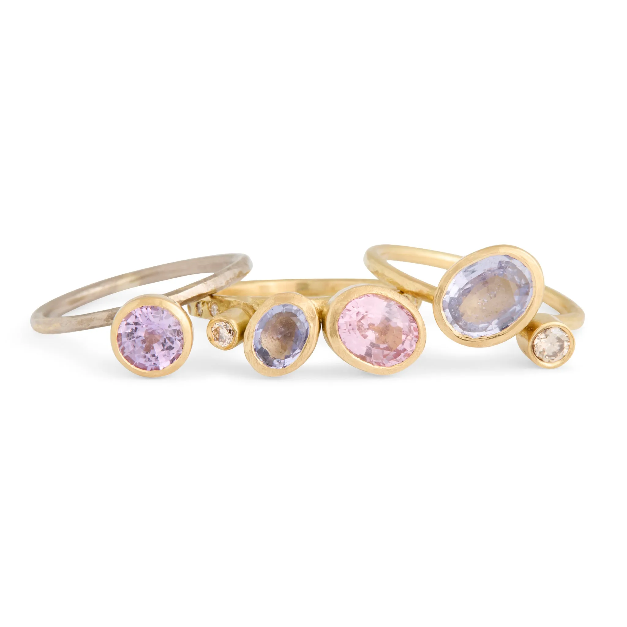 Mauve Sapphire Stack of Three Ring Pieces of Eight
