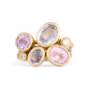 Mauve Sapphire Stack of Three Ring Pieces of Eight