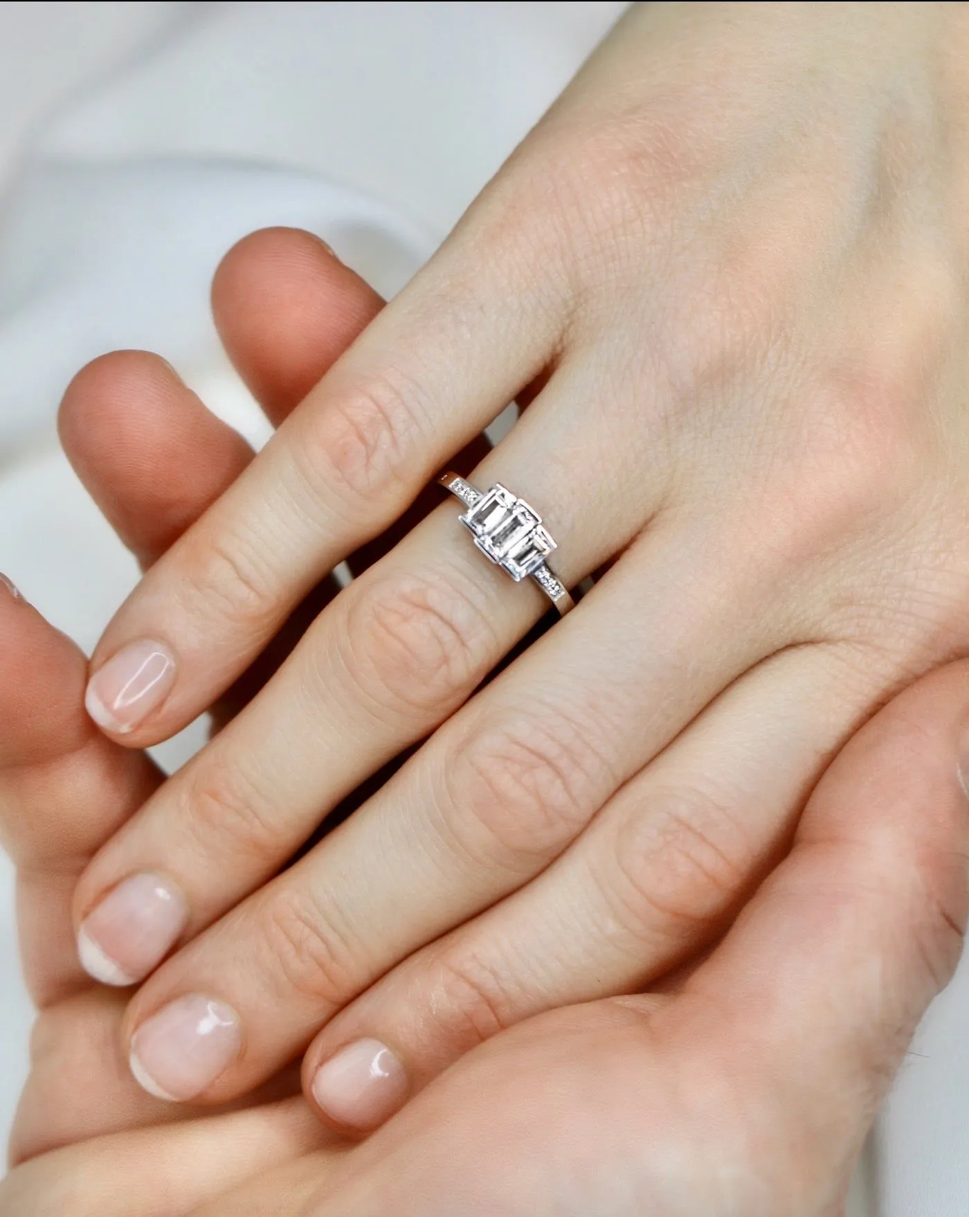 Meant to Be Her Polished 18K Whitegold Ring w. Diamonds & Topaz