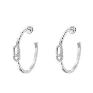 Messika Move Uno 18ct White Gold Diamond Small Hoop Earrings