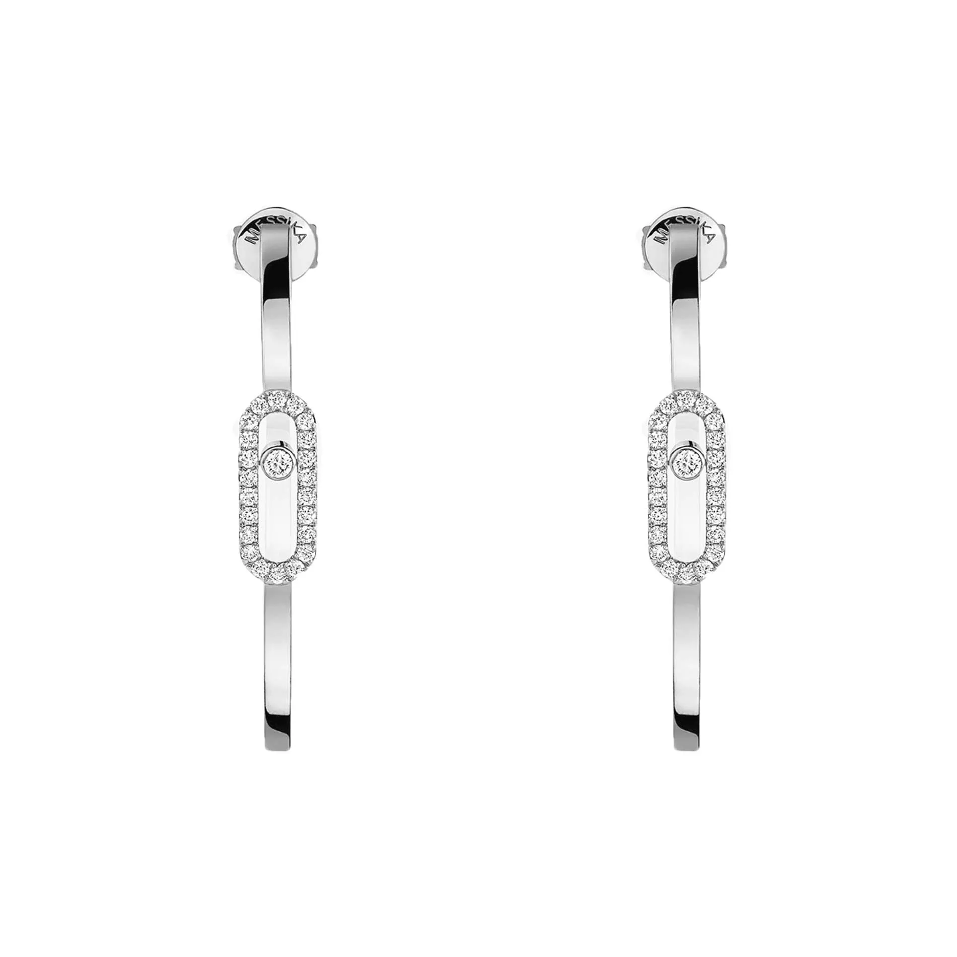 Messika Move Uno 18ct White Gold Diamond Small Hoop Earrings
