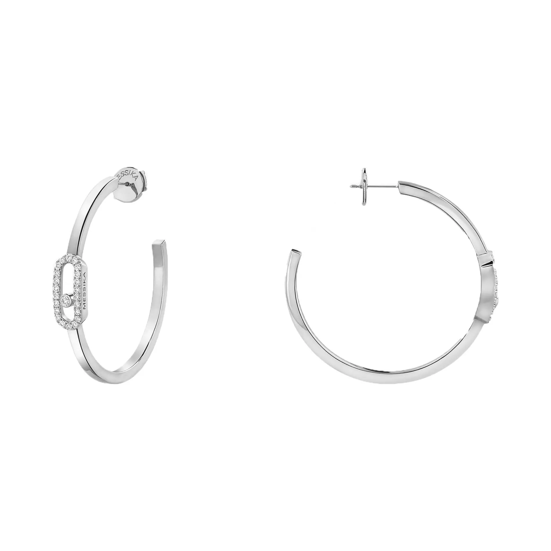 Messika Move Uno 18ct White Gold Diamond Small Hoop Earrings