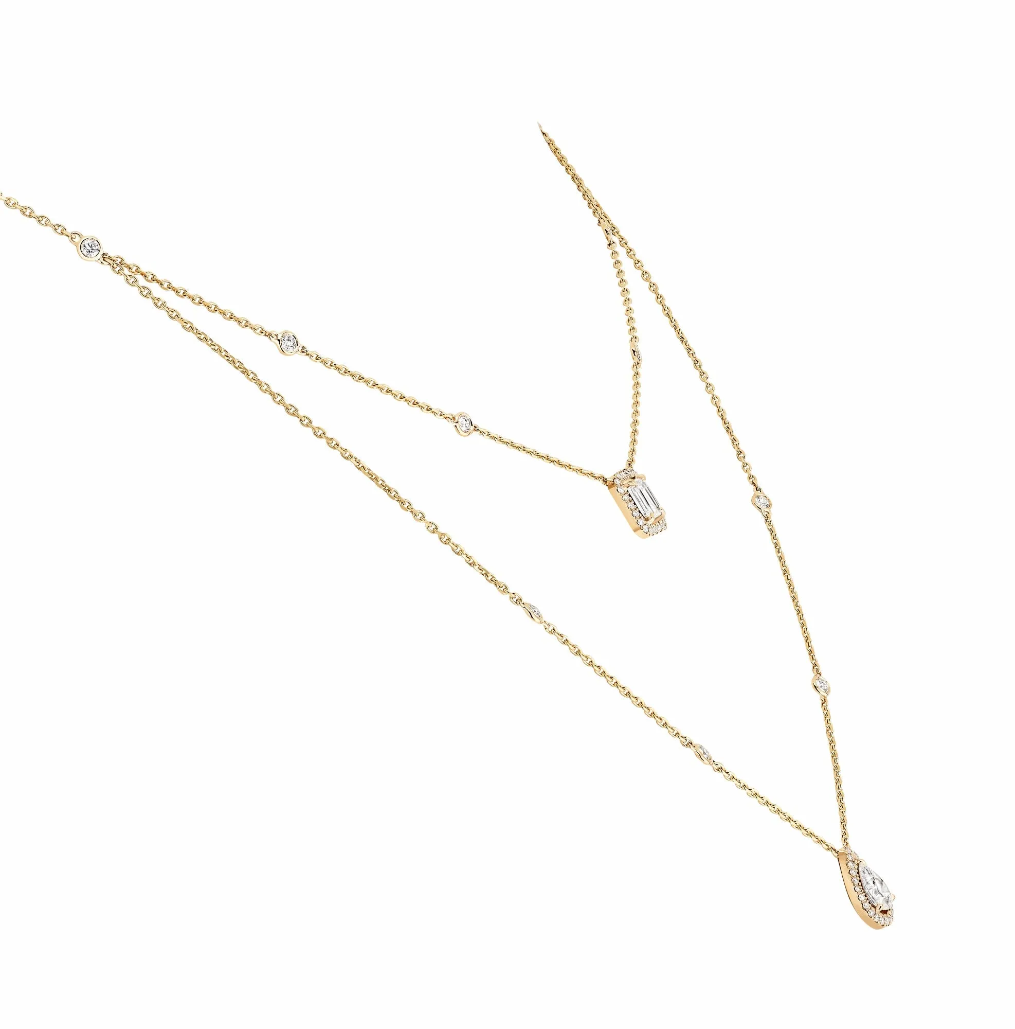 Messika My Twin 18ct Yellow Gold 1.24ct Diamond Two Row Necklace