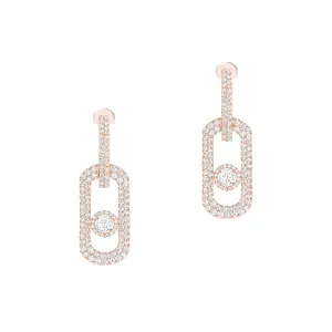 Messika So Move 18ct Rose Gold 2.12ct Diamond Pave Pendant Earrings