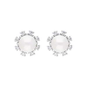 Mikimoto 18ct White Gold Akoya Pearl Diamond Earrings