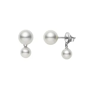 Mikimoto 18ct White Gold Akoya Pearl Stud with Chain Drop Earrings