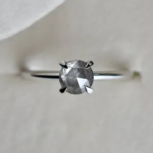 Minimalist Four-Prong Salt & Pepper Diamond Engagement Ring