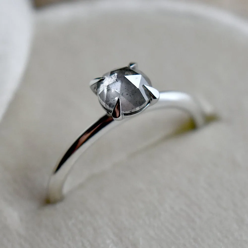 Minimalist Four-Prong Salt & Pepper Diamond Engagement Ring
