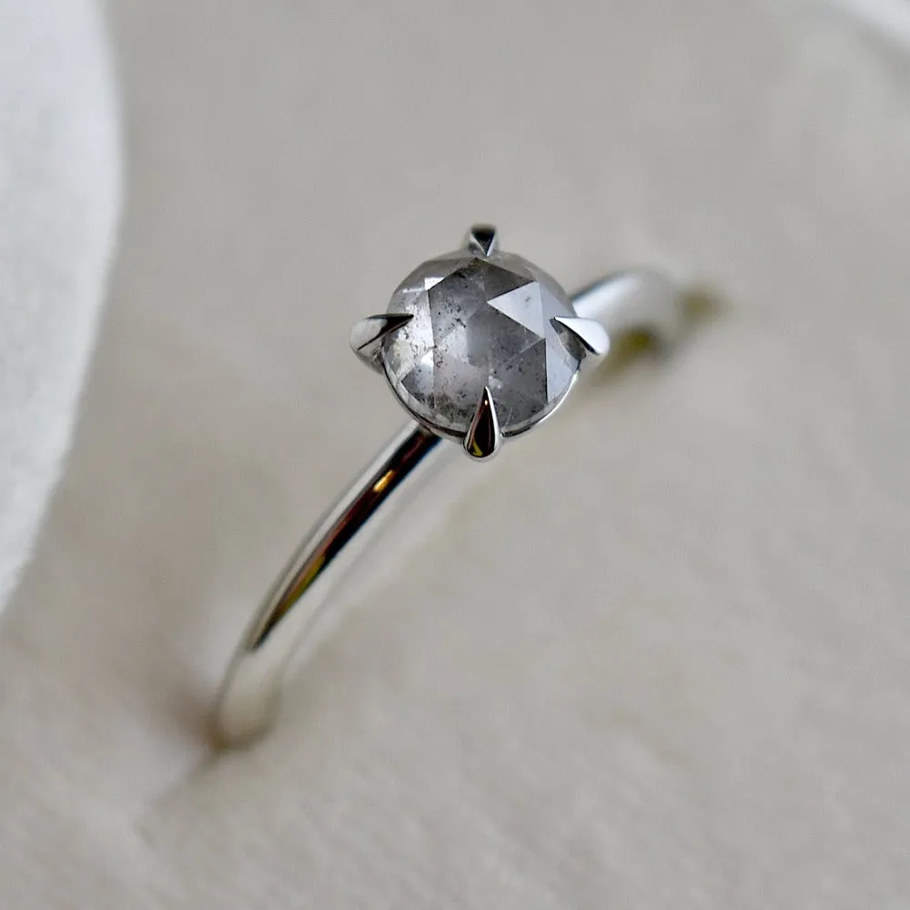 Minimalist Four-Prong Salt & Pepper Diamond Engagement Ring