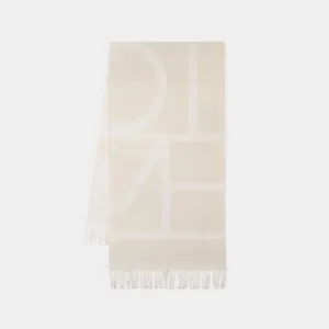 Monogram Jacquard Scarf - Toteme - Wool - White