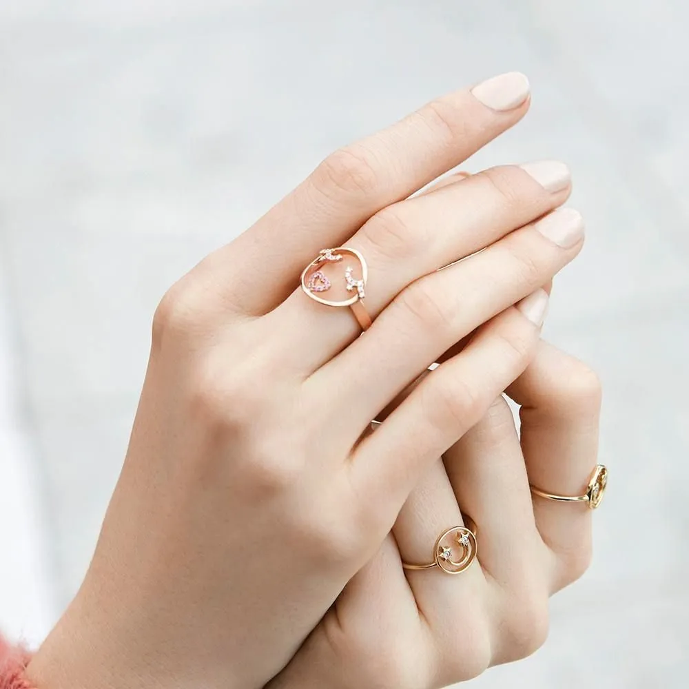 MOYEN XOXO 18K Gold Ring w. Diamond