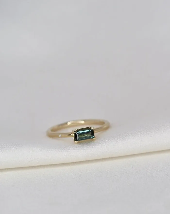 Nord Green S 18K Gold Ring w. Tourmaline & Diamond