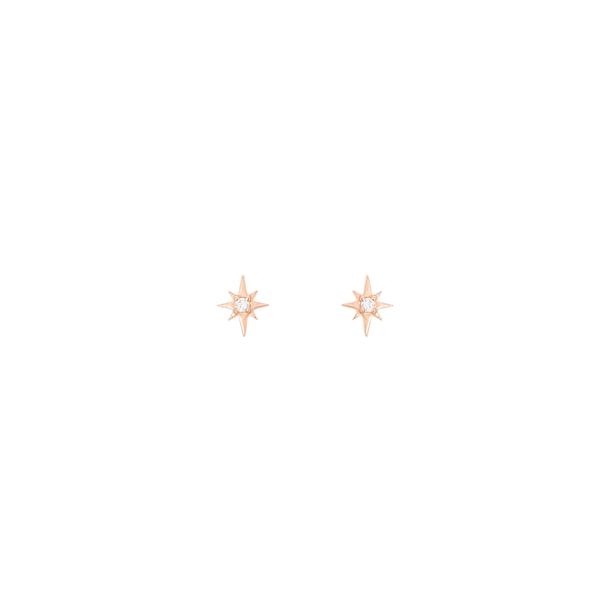 North Star 18K Rose Gold Stud w. Diamond