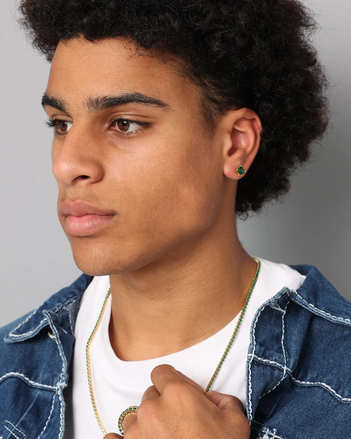 NXS Square Cut Earring Gold/Green
