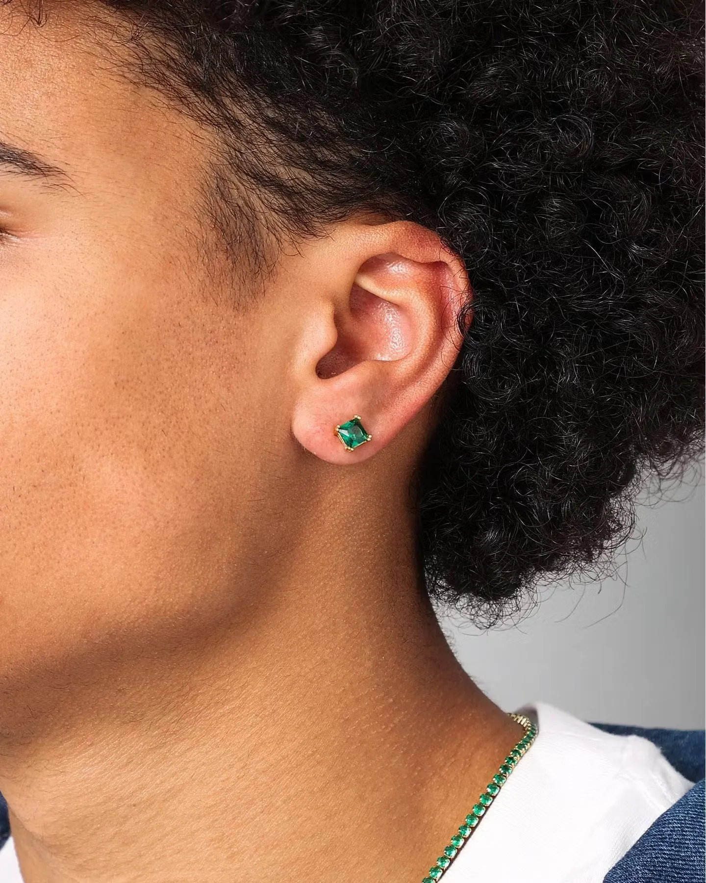 NXS Square Cut Earring Gold/Green