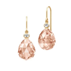 Ofelia Peach Morganite Gold Plated Earrings w. Crystal