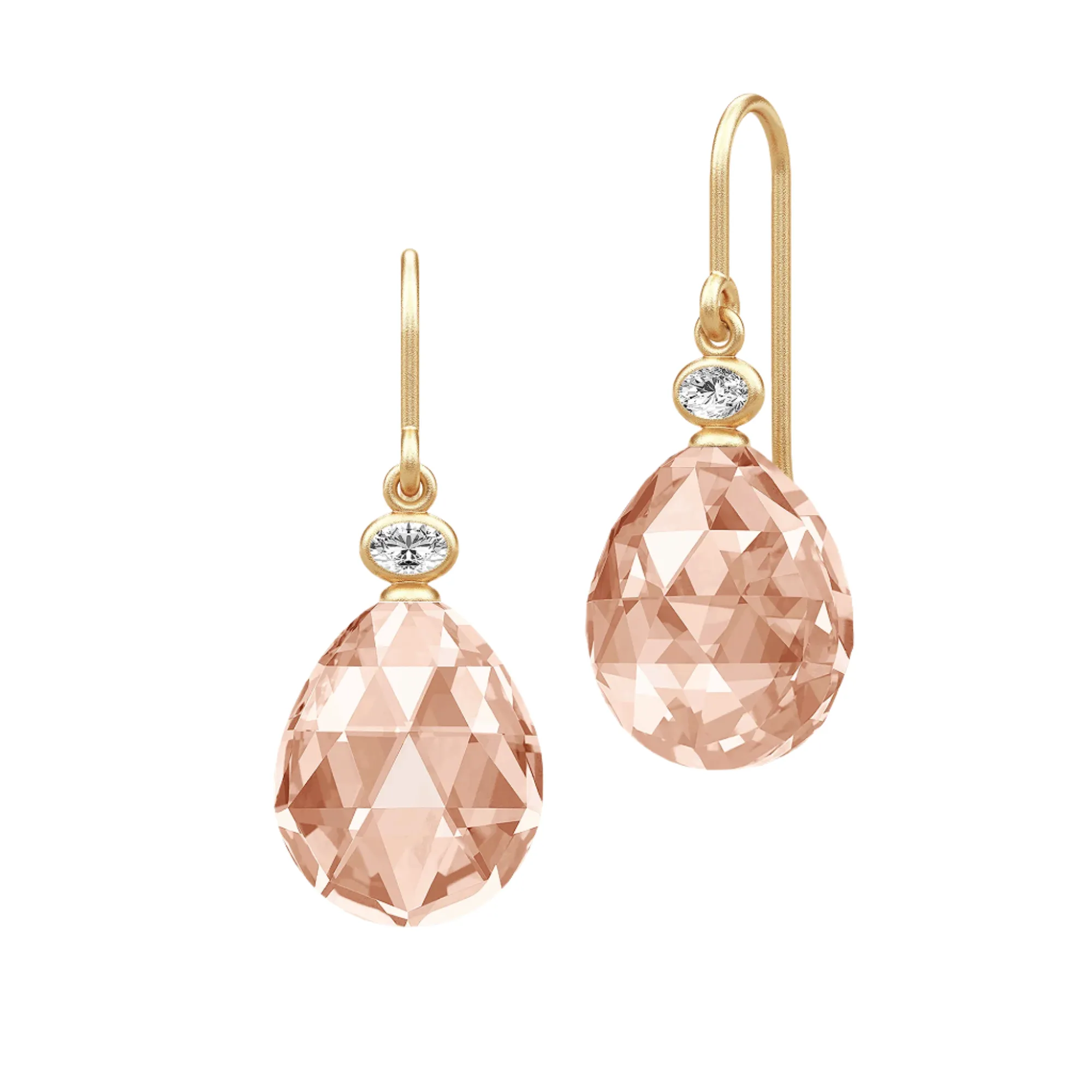 Ofelia Peach Morganite Gold Plated Earrings w. Crystal
