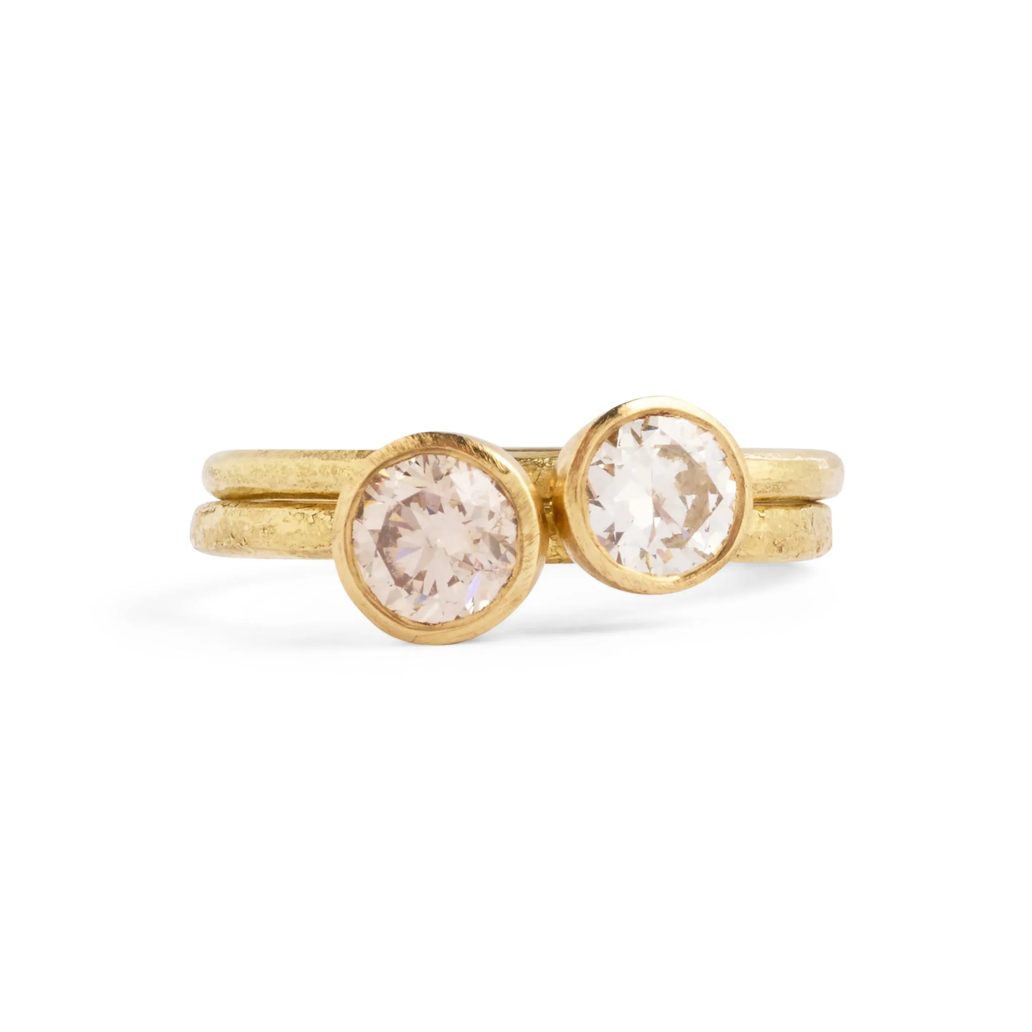 Old Cut and Champagne Diamond Stack (Set of Two) Ring Pieces of Eight