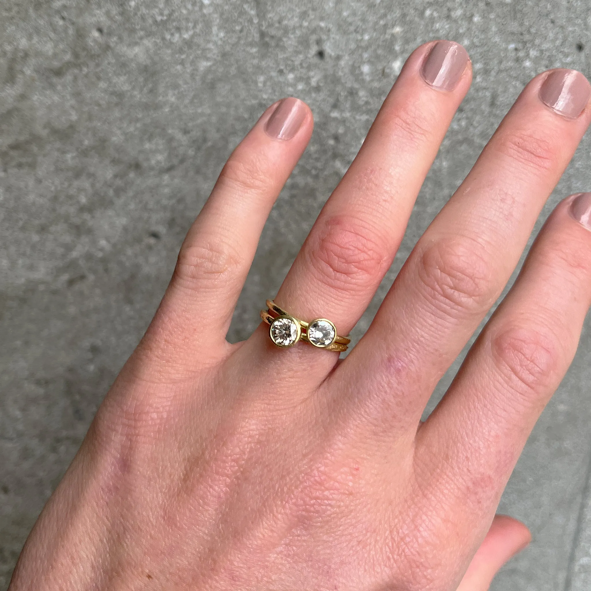 Old Cut and Champagne Diamond Stack (Set of Two) Ring Pieces of Eight