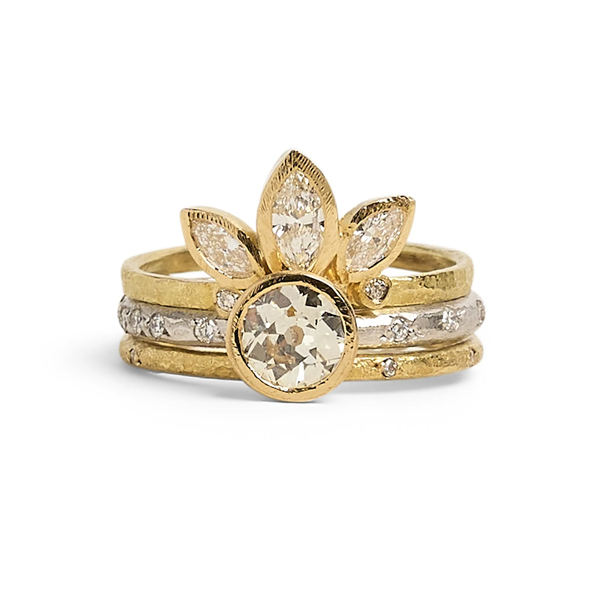 Old Cut Diamond Stack Ring Pieces of Eight