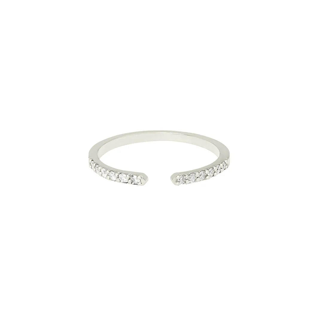 Open Pave 18K White Gold Ring w. Diamonds