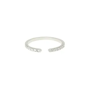 Open Pave 18K White Gold Ring w. Diamonds