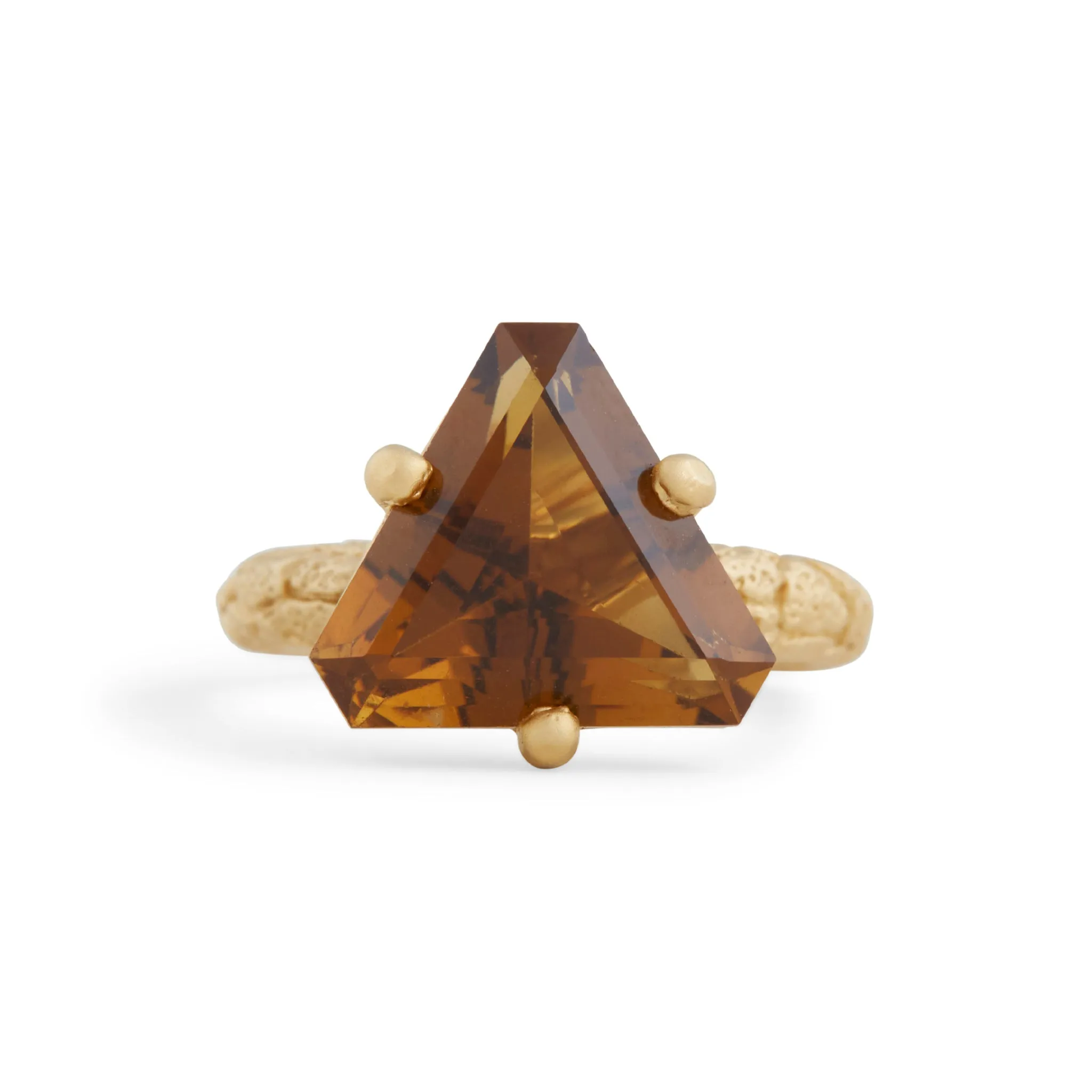 Orangutan Rounded Band with Triangle Quartz Ring Pieces of Eight