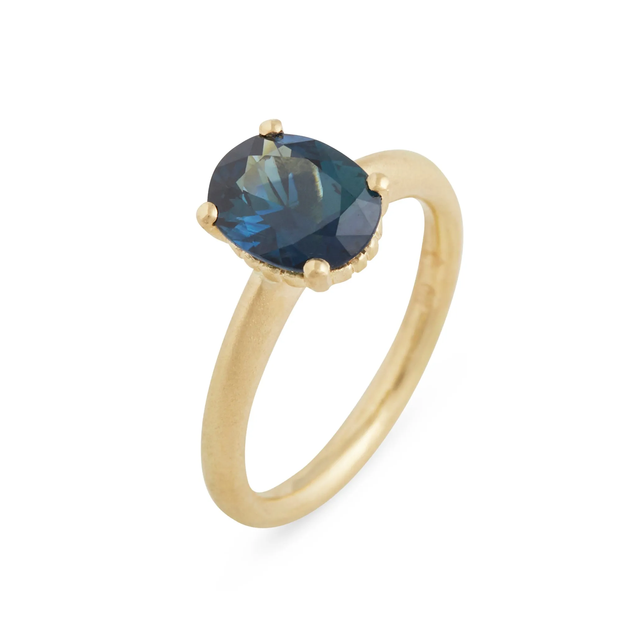 Oval Harvest Teal Parti Sapphire Ring Pieces of Eight