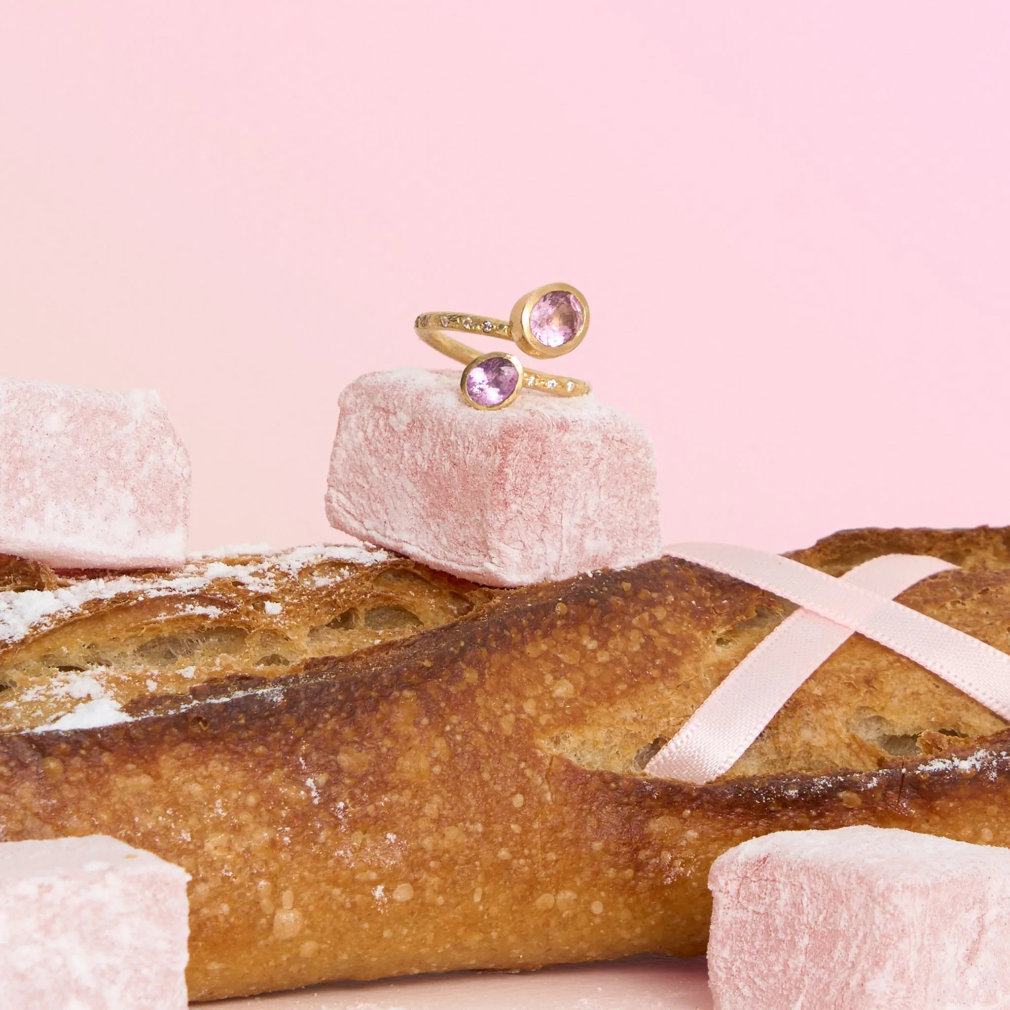 Oval Pink Spinel Swirl Ring Pieces of Eight