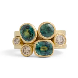 Parti Sapphire and Champagne Diamond Stack Ring Pieces of Eight
