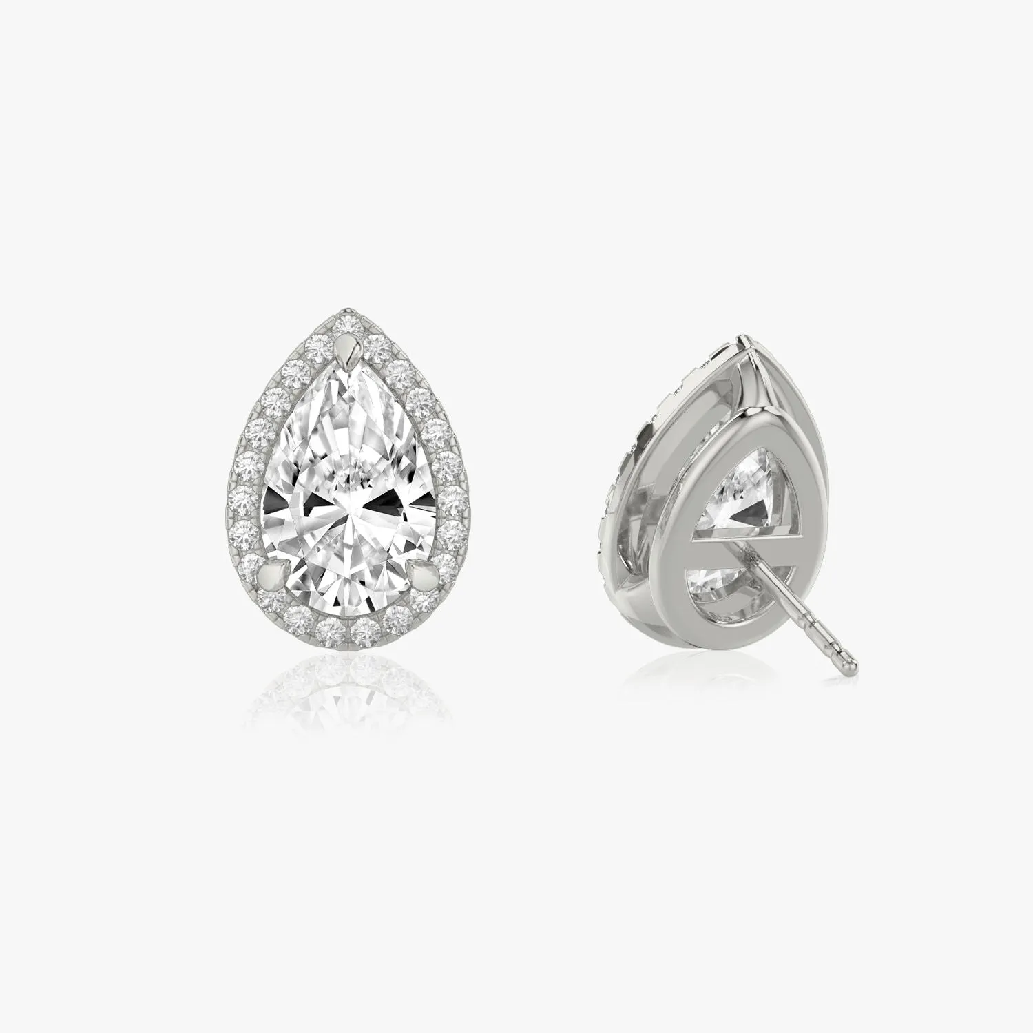 Pear Halo 14K Whitegold Studs w. Lab-Grown Diamonds