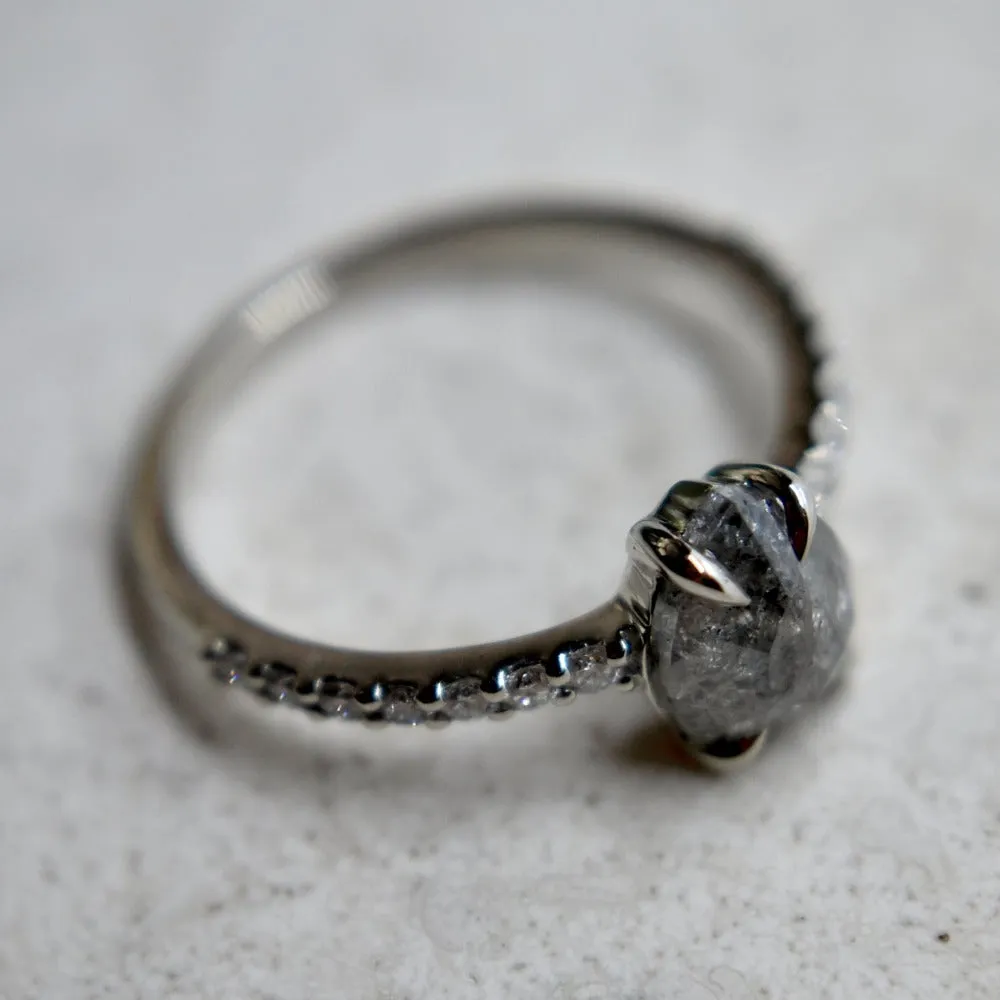 Pear-Shaped Salt & Pepper Diamond Engagement Ring