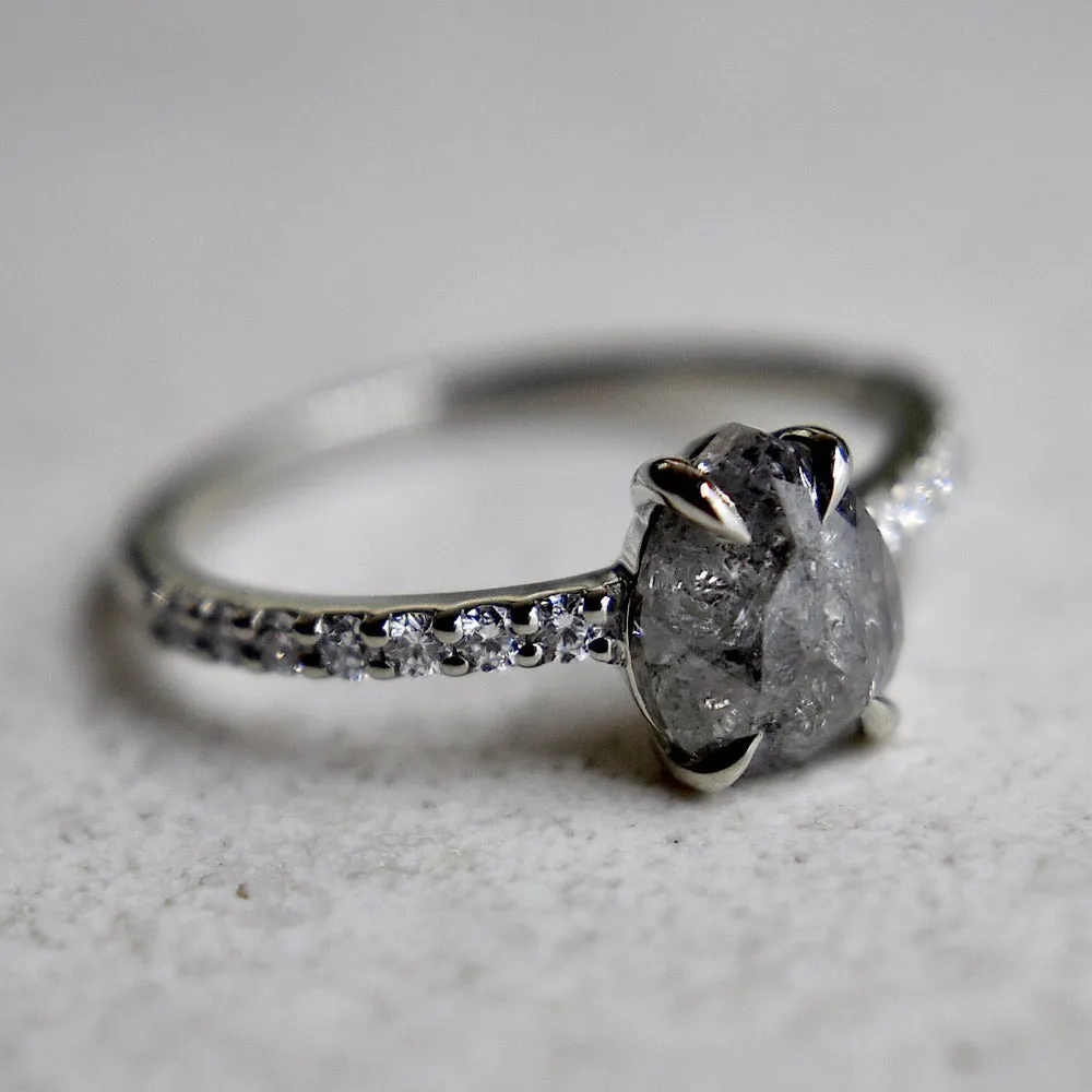 Pear-Shaped Salt & Pepper Diamond Engagement Ring