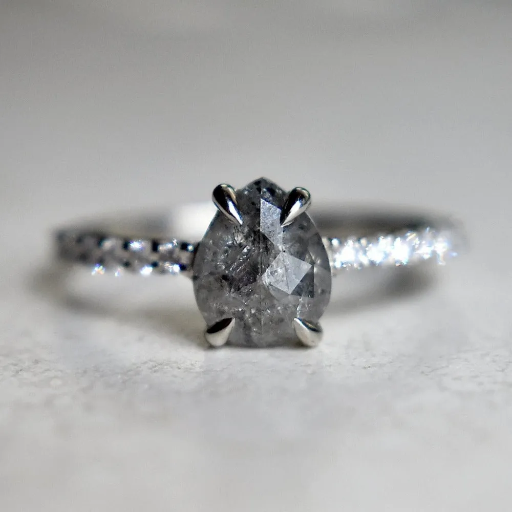 Pear-Shaped Salt & Pepper Diamond Engagement Ring