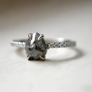 Pear-Shaped Salt & Pepper Diamond Engagement Ring
