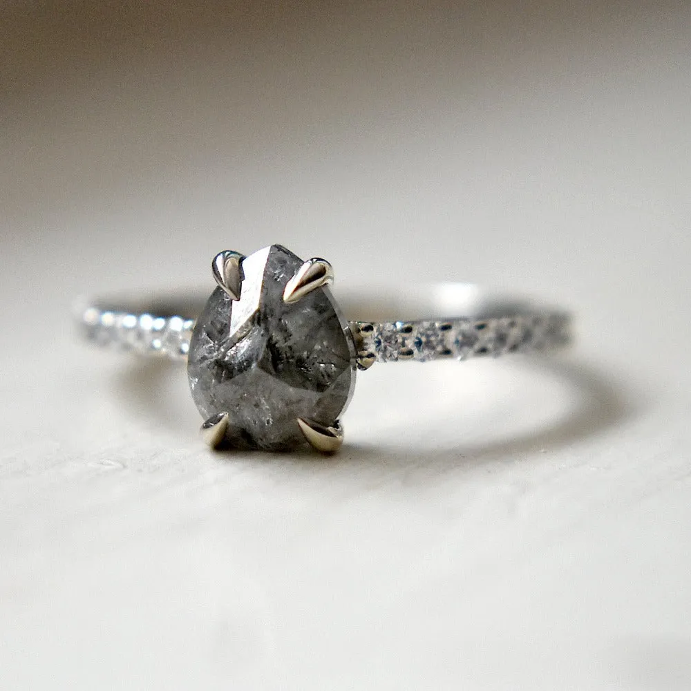 Pear-Shaped Salt & Pepper Diamond Engagement Ring