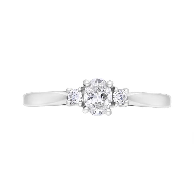 Platinum 0.37ct Diamond GIA Certified Oval Cut Three Stone Ring