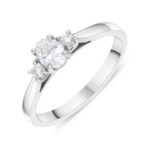 Platinum 0.37ct Diamond GIA Certified Oval Cut Three Stone Ring